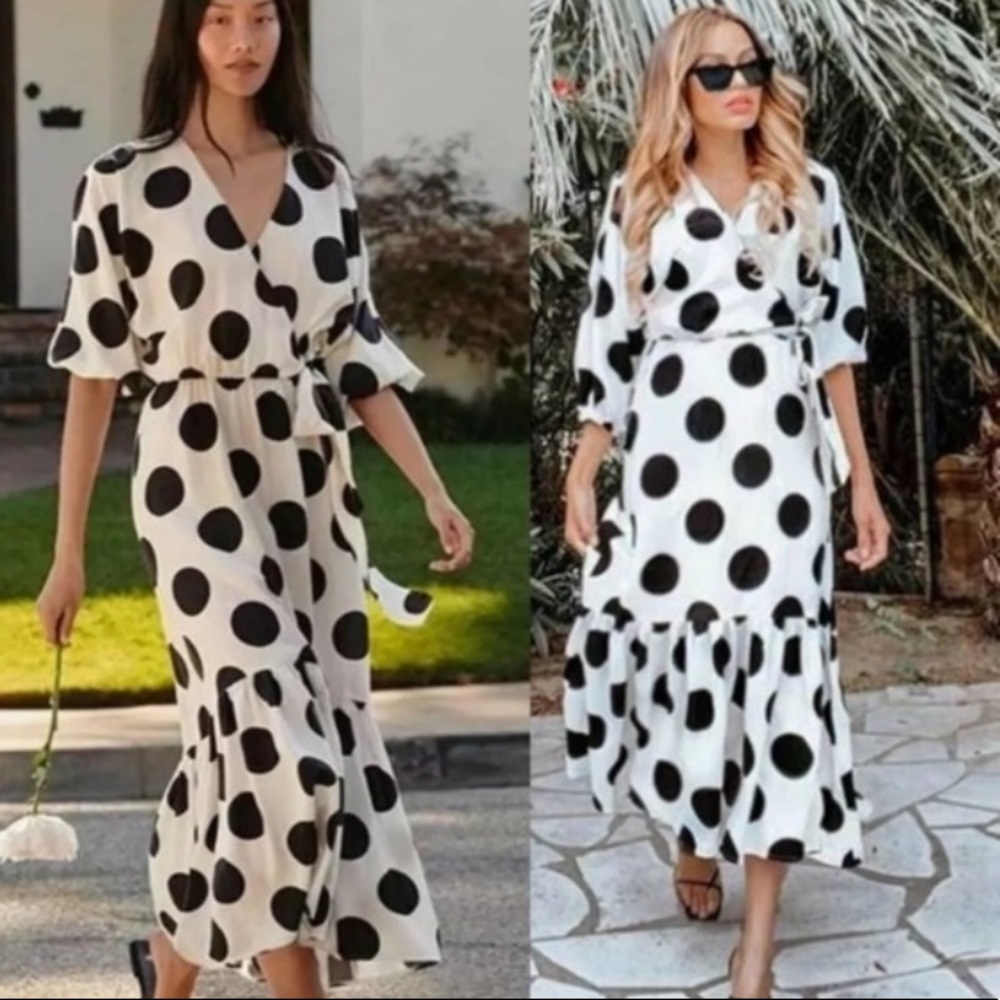 COPY - H&M Spotted MIDI Dress SZ M 100% lyocell